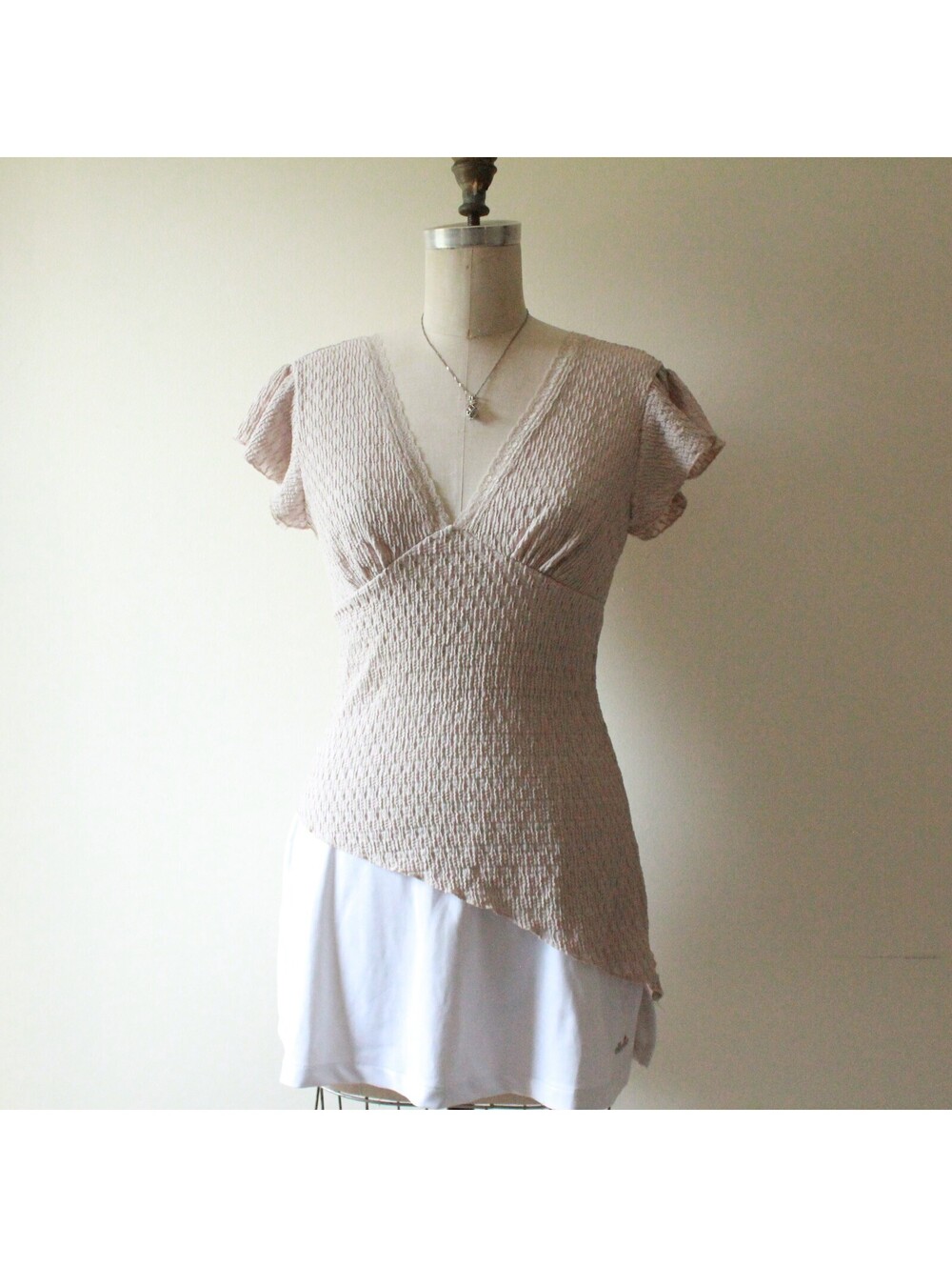 Free Kisses Y2K Blush Pink Flutter Sleeve Asymmetrical Fairy Top S